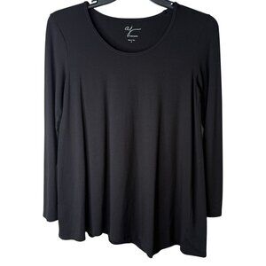 Andrea Jovine Black Long-Sleeve Asymmetric Hem Top M Goth Witchy Dark Fairy Y2K